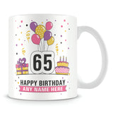 65th Birthday Balloons Mug
