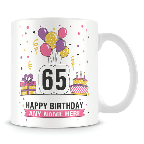 65th Birthday Balloons Mug