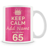 65th Birthday Keep Calm Design Personalised Mug