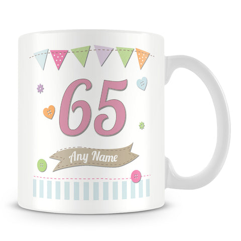 65th Birthday Shabby Chic Design Personalised Mug