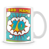 70th Birthday Comic Design Birthday Personalised Mug