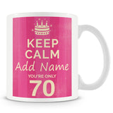 70th Birthday Keep Calm Design Personalised Mug