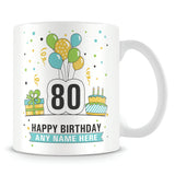 80th Birthday Balloons Mug