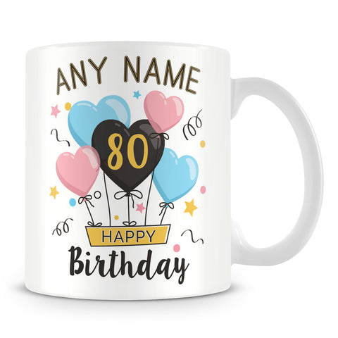 80th Birthday Balloons Design Mug