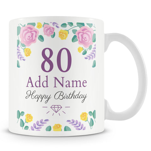 Personalised Birthday Flowers Mug
