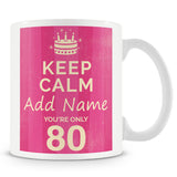 80th Birthday Keep Calm Design Personalised Mug