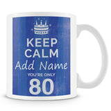 80th Birthday Keep Calm Design Personalised Mug
