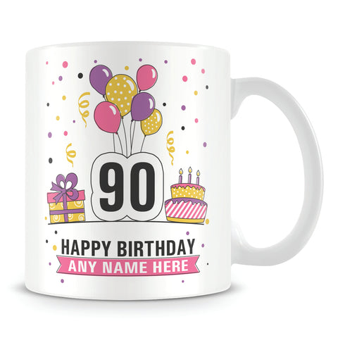 90th Birthday Balloons Mug