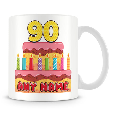 90th Birthday Cake Candles Design Birthday Personalised Mug