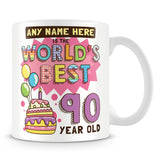90th World's Best Birthday Personalised Mug