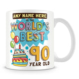 90th World's Best Birthday Personalised Mug