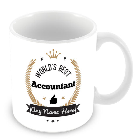 The Worlds Best Accountant Mug - Laurels Design - Gold