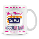 Accountant Personalised Mug - No.1 Retro Gift - Pink