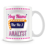 Analyst Personalised Mug - No.1 Retro Gift - Pink