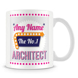 Architect Personalised Mug - No.1 Retro Gift - Pink