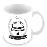 The Worlds Best Assistant Accountant Mug - Laurels Design - Silver