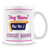 Assistant Manager Personalised Mug - No.1 Retro Gift - Pink