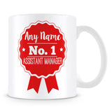 Assistant Manager Mug - Personalised Gift - Rosette Design - Red