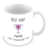 Best Aunt Mug - Award Trophy Personalised Gift - Purple