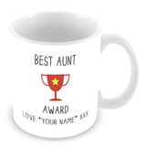 Best Aunt Mug - Award Trophy Personalised Gift - Red