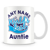 Worlds Best Auntie Personalised Mug - Blue