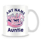 Worlds Best Auntie Personalised Mug - Pink