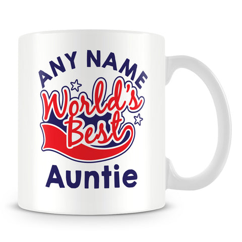 Worlds Best Auntie Personalised Mug - Red