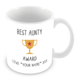 Best Aunty Mug - Award Trophy Personalised Gift - Yellow
