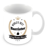 The Worlds Best Barrister Mug - Laurels Design - Gold