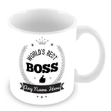 The Worlds Best Boss Mug - Laurels Design - Silver