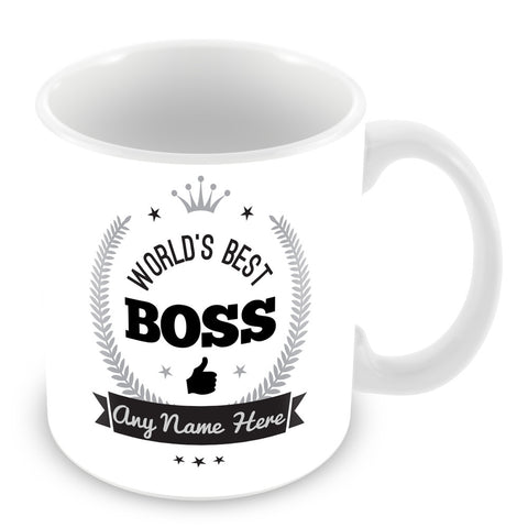 Worlds Best Boss Personalised Mug Laurels Design MUGGZ