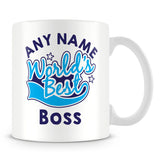 Worlds Best Boss Personalised Mug - Blue