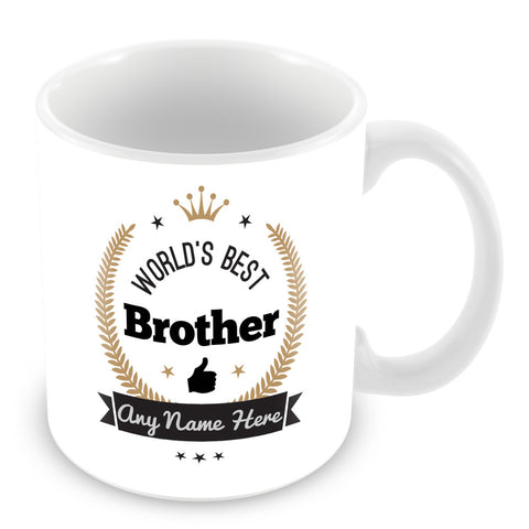 The Worlds Best Brother Mug - Laurels Design - Gold