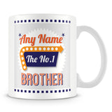 Brother Personalised Mug - No.1 Retro Gift - Orange