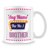 Brother Personalised Mug - No.1 Retro Gift - Pink