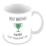Best Brother Mug - Award Trophy Personalised Gift - Green