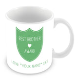 Best Brother Mug - Award Shield Personalised Gift - Green