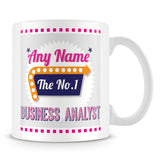 Business Analyst Personalised Mug - No.1 Retro Gift - Pink