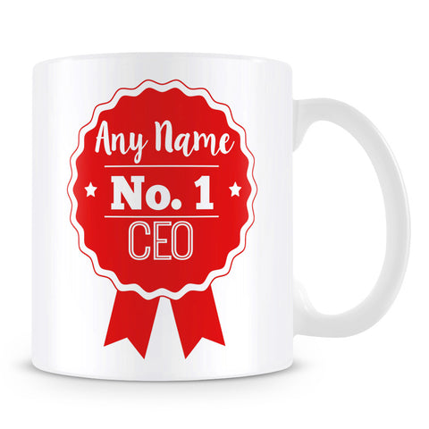 CEO Mug - Personalised Gift - Rosette Design - Red