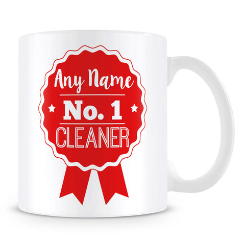 Cleaner Mug - Personalised Gift - Rosette Design - Red