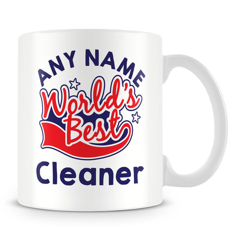 Worlds Best Cleaner Personalised Mug - Red