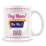 Dad Personalised Mug - No.1 Retro Gift - Pink