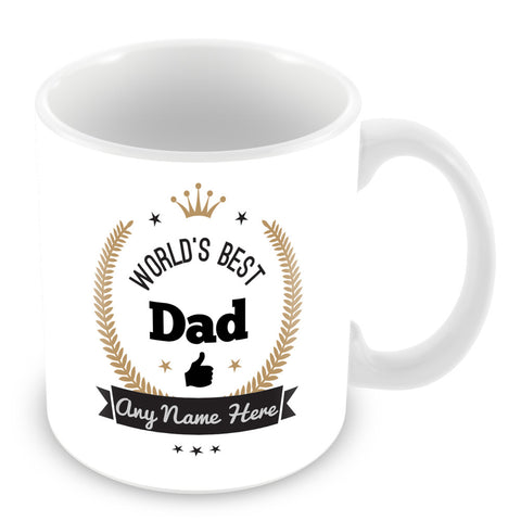 The Worlds Best Dad Mug - Laurels Design - Gold