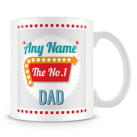 Dad Personalised Mug - No.1 Retro Gift - Green