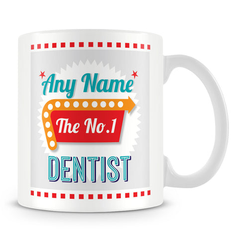 Dentist Personalised Mug - No.1 Retro Gift - Green