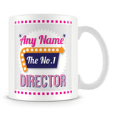 Director Personalised Mug - No.1 Retro Gift - Pink
