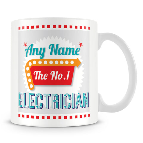 Electrician Personalised Mug - No.1 Retro Gift - Green