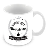 The Worlds Best Electrician Mug - Laurels Design - Silver