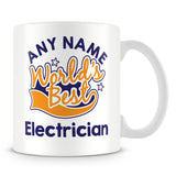 Worlds Best Electrician Personalised Mug - Orange
