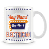 Electrician Personalised Mug - No.1 Retro Gift - Orange